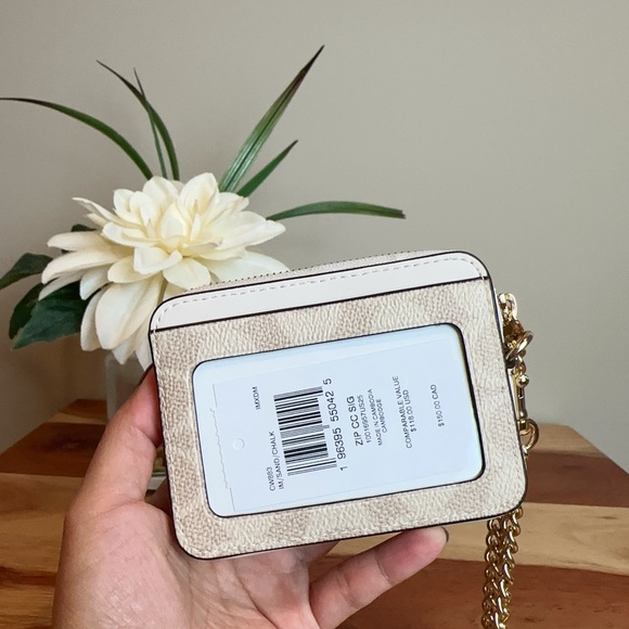 NWT Coach Zip Card Case In Signature Canvas - Picture 3 of 6
